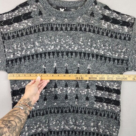 VINTAGE Xstatx Sweater Men XL Gray Pullover Geometric Grunge Preppy Knit USA 90s - Picture 3 of 5